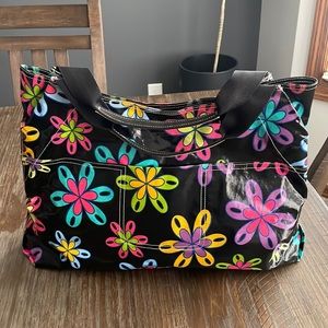 Braciano flowered vinyl coated canvas tote bag purse